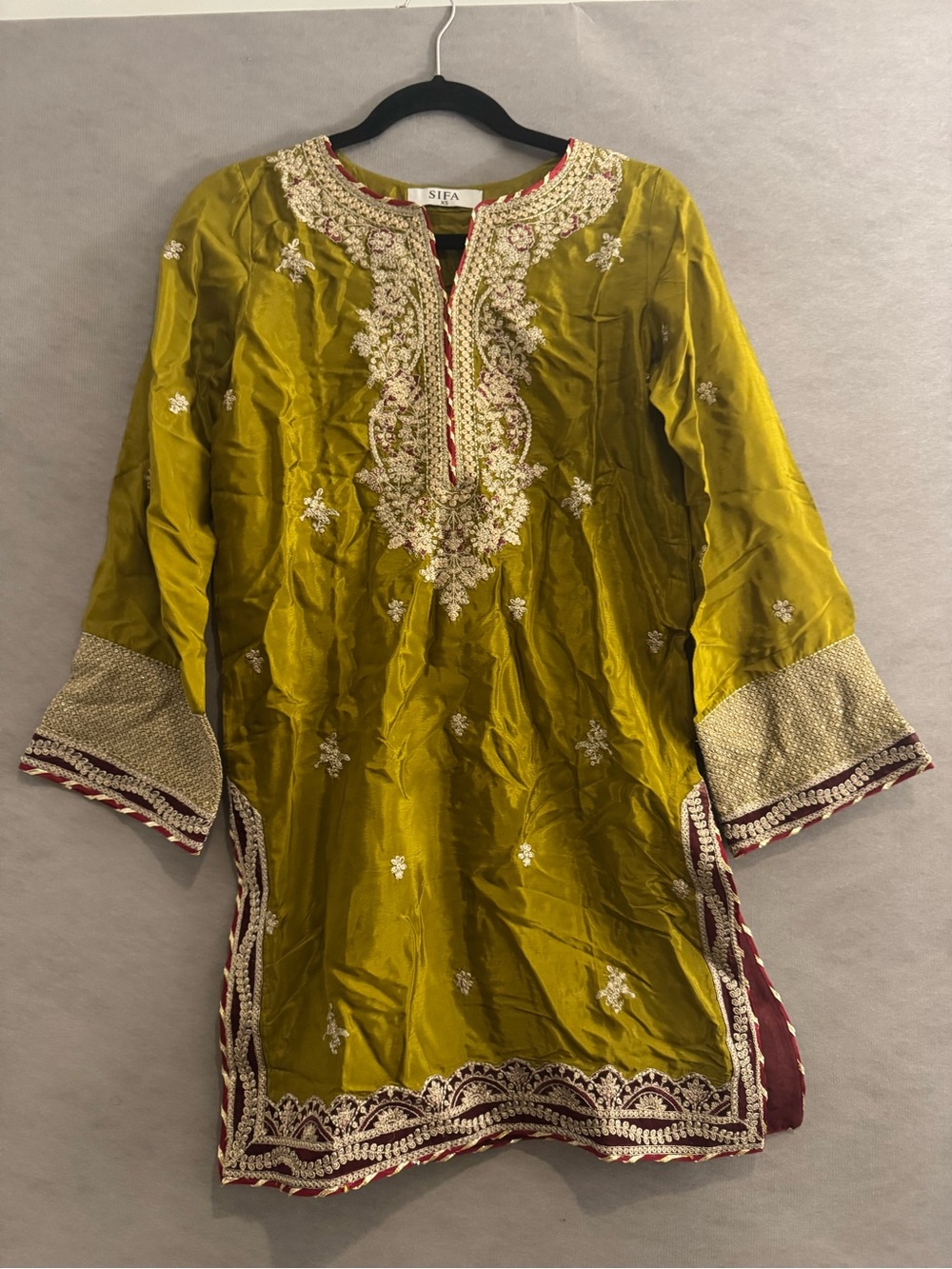 Sifa Olive-Green Embroidered Girl’s/Women Formal Silk sharara style BRAND NEW